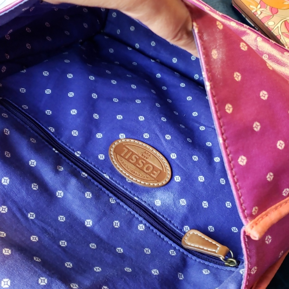 Large Fossil Coated Canvas Satchel Euc - image 5